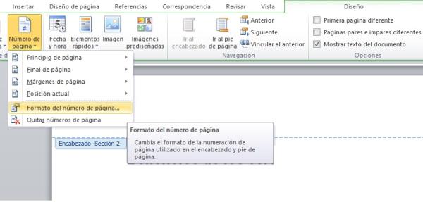 Cómo enumerar páginas en Word desde la página 3 - Paso 6